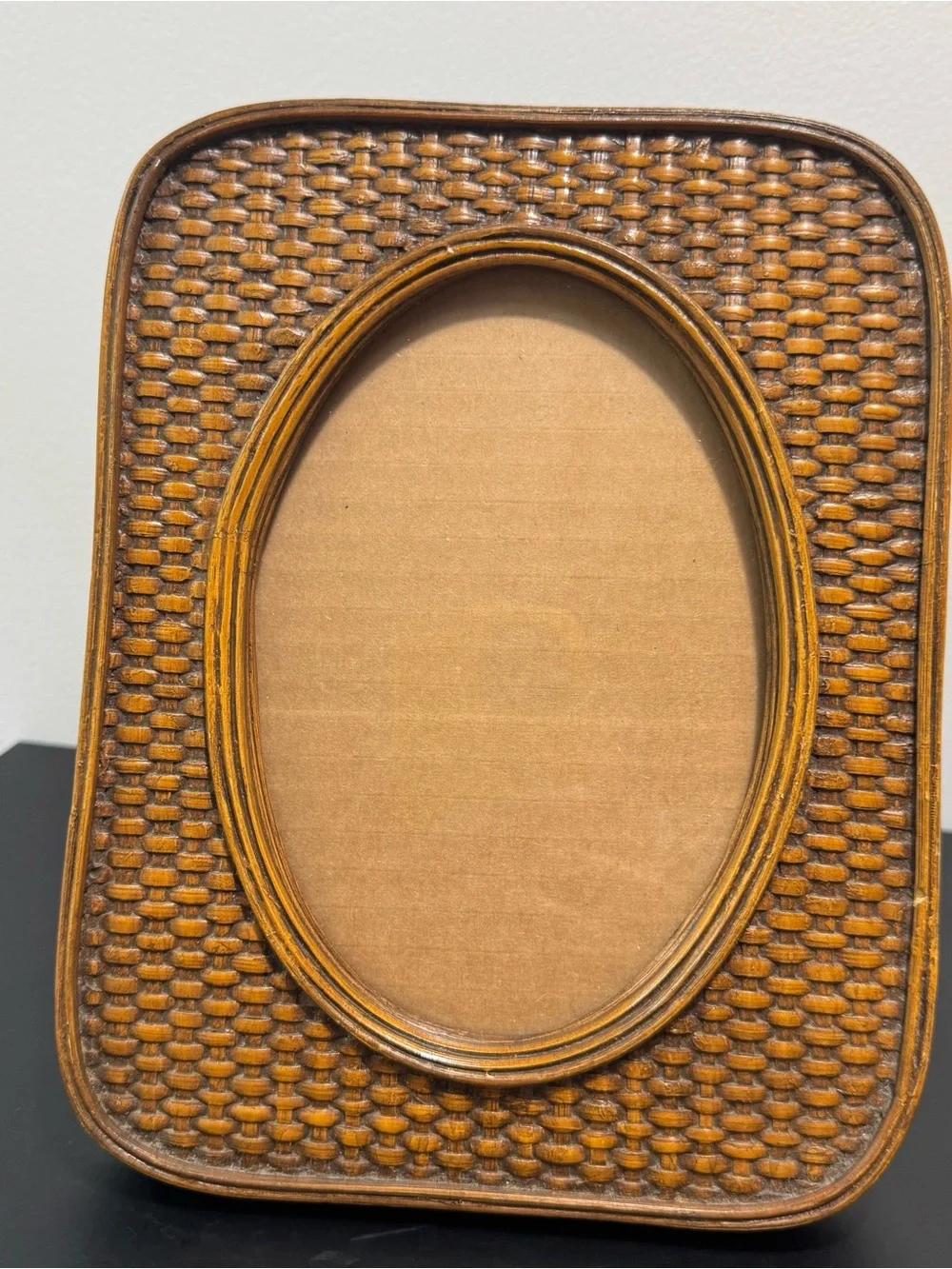 Vintage Woven Wicker and Rattan Picture Frame